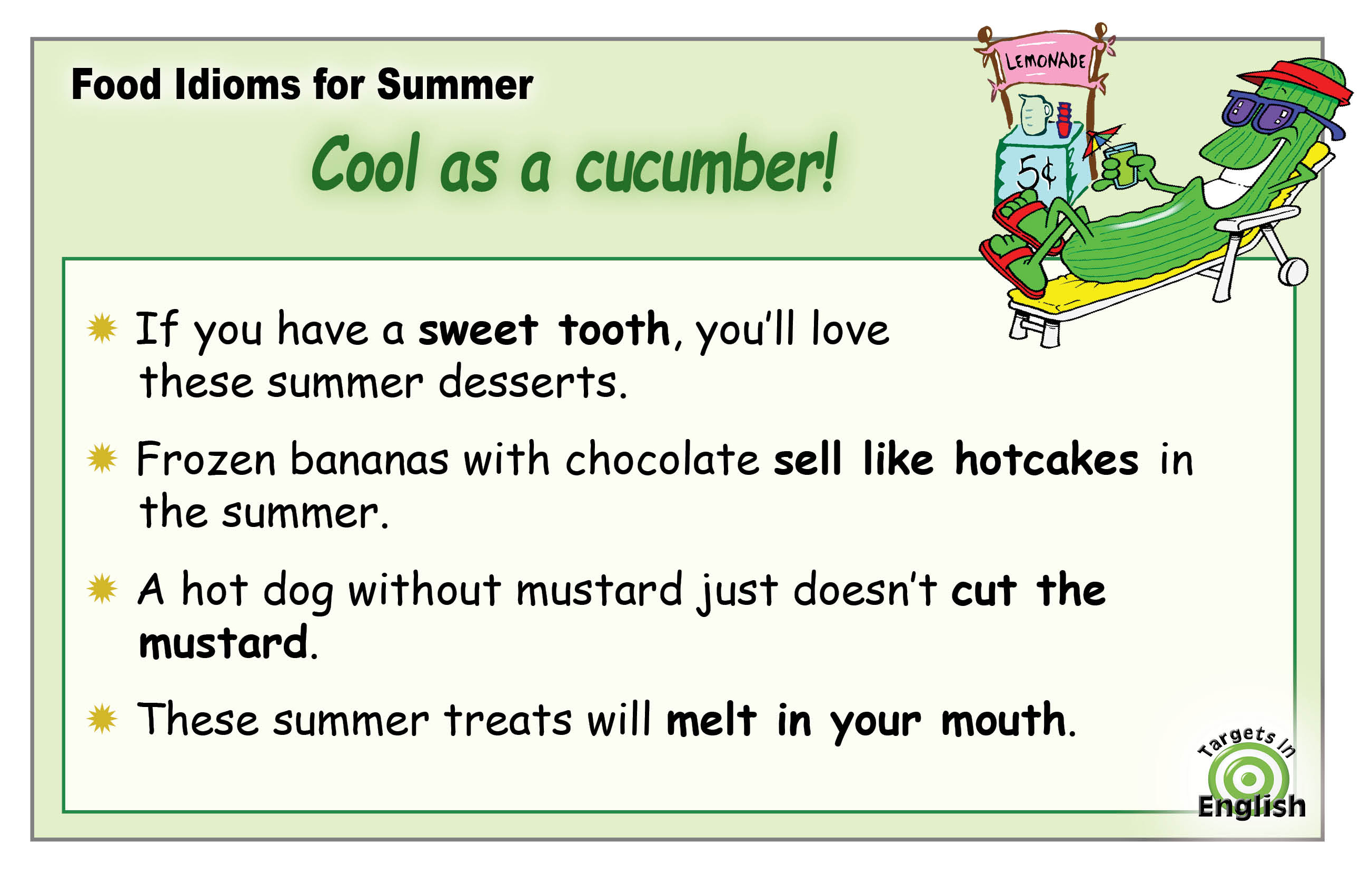 English idioms for summer foods